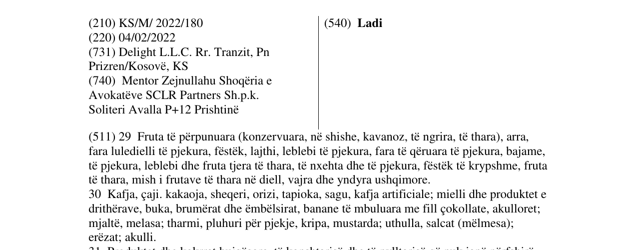 Zëri i markës Ladi në buletin