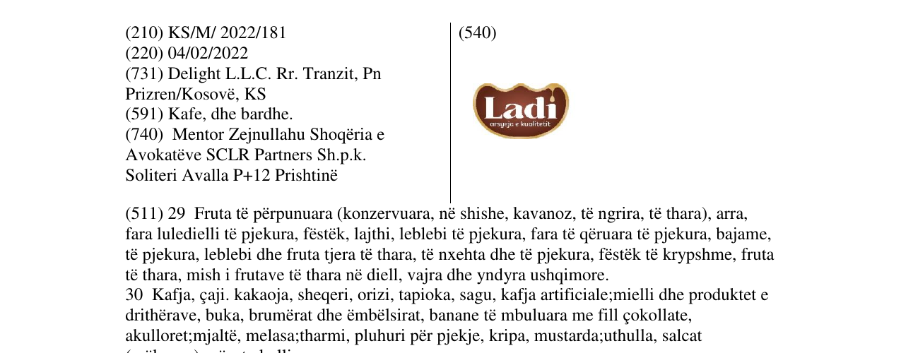 Zëri i markës Ladi në buletin