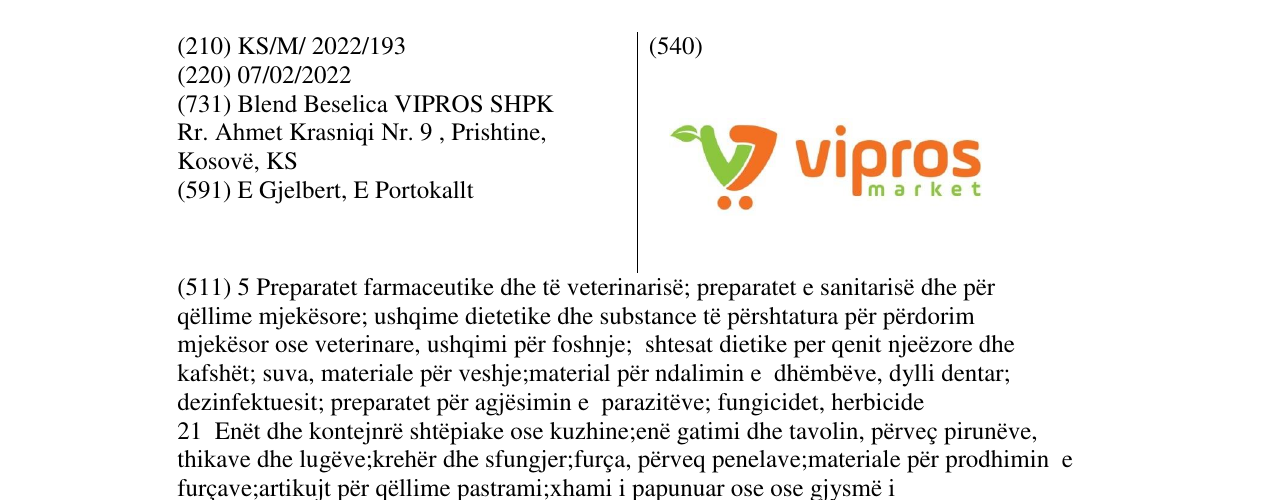 Zëri i markës vipros në buletin