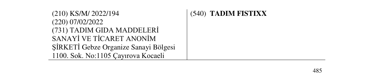 Zëri i markës TADIM FISTIXX në buletin