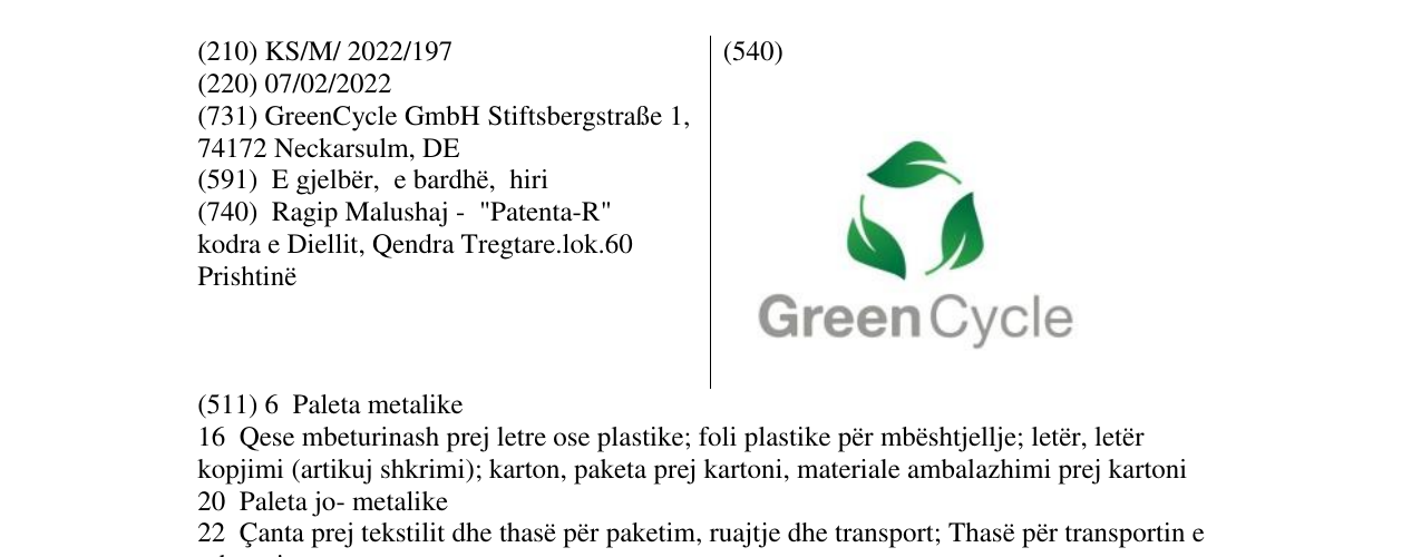 Zëri i markës Green Cycle në buletin