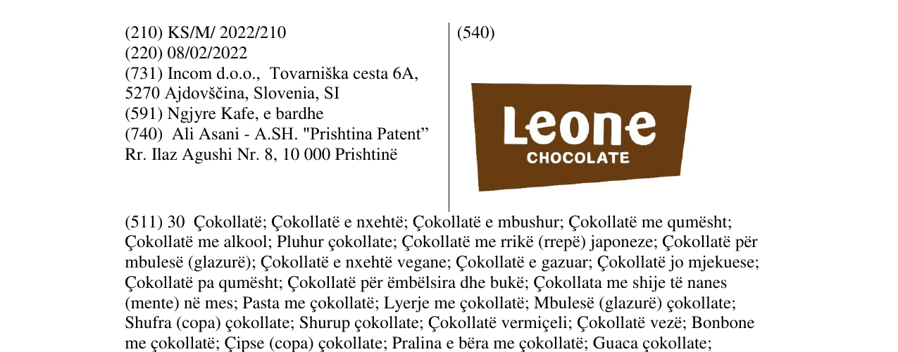 Zëri i markës Leone në buletin