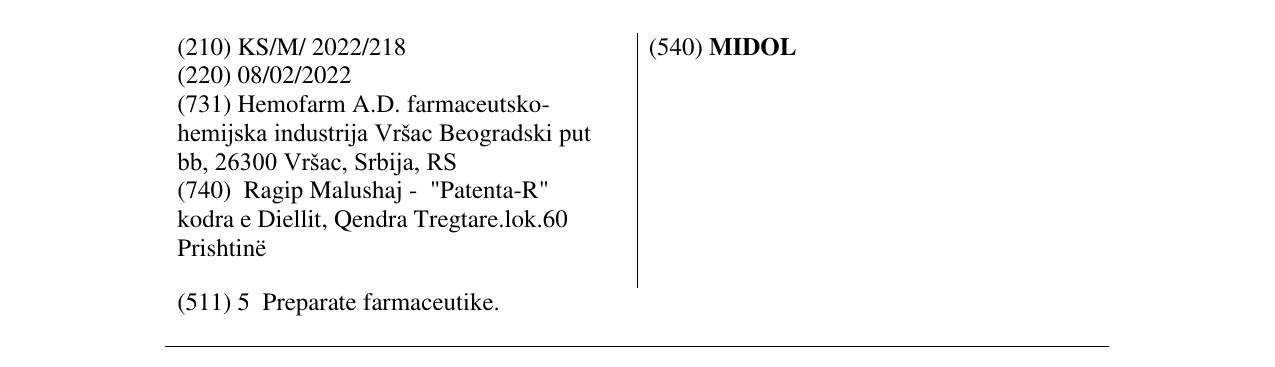 Zëri i markës MIDOL në buletin