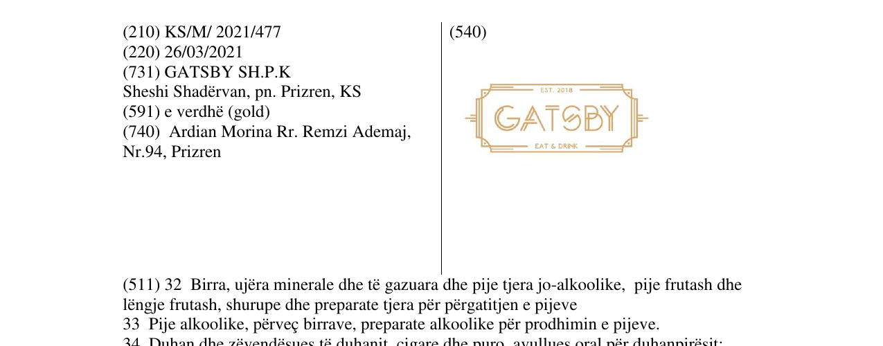 Zëri i markës GATSBY në buletin