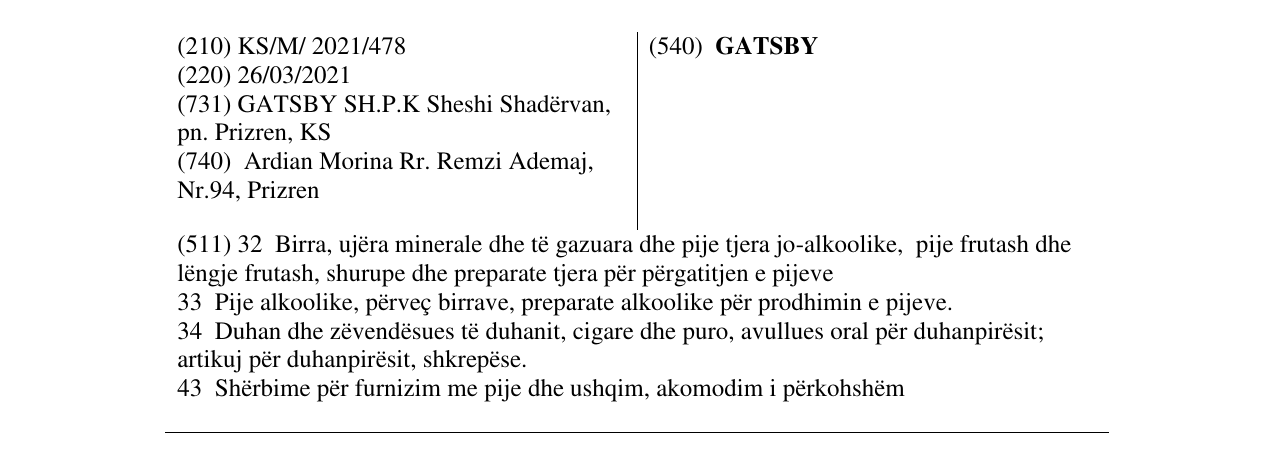 Zëri i markës GATSBY në buletin