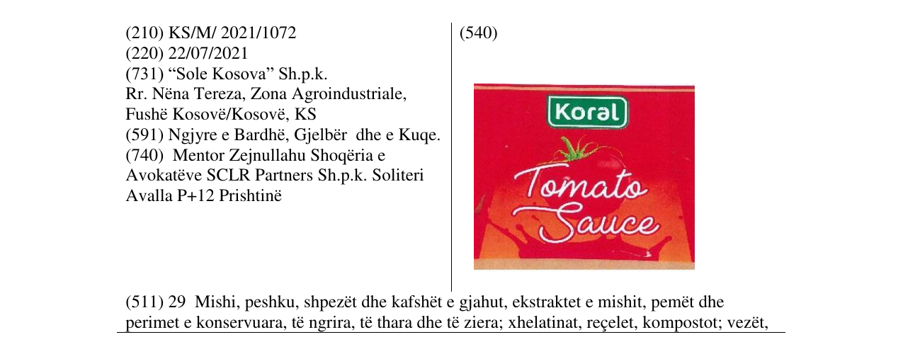 Zëri i markës KORAL në buletin
