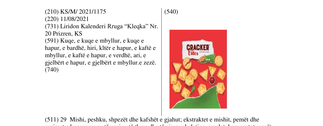Zëri i markës LIRI - CRACKER BITES në buletin