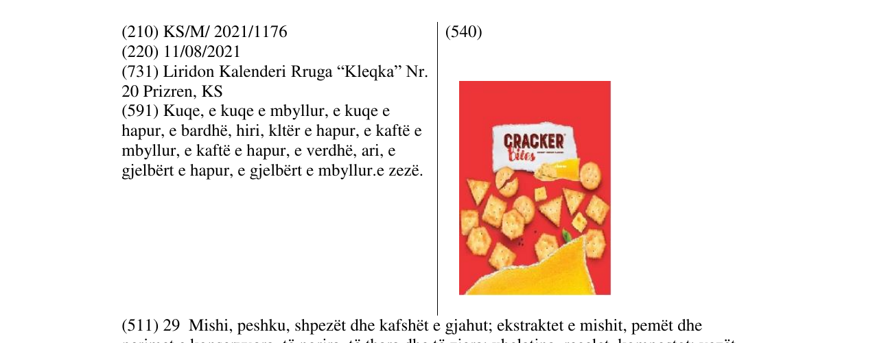 Zëri i markës CRACKER BITES në buletin
