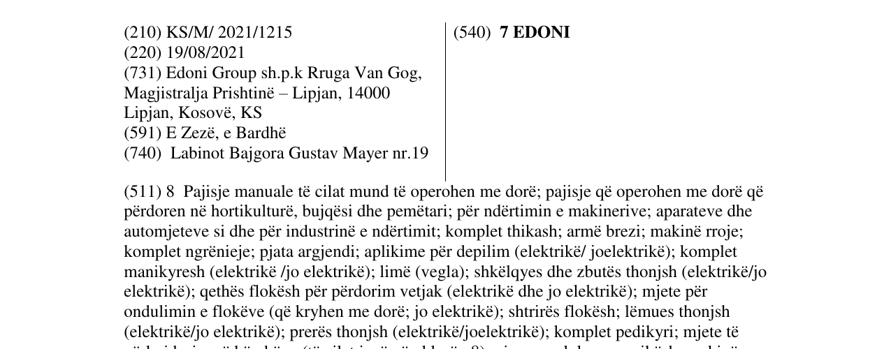 Zëri i markës 7 EDONI në buletin
