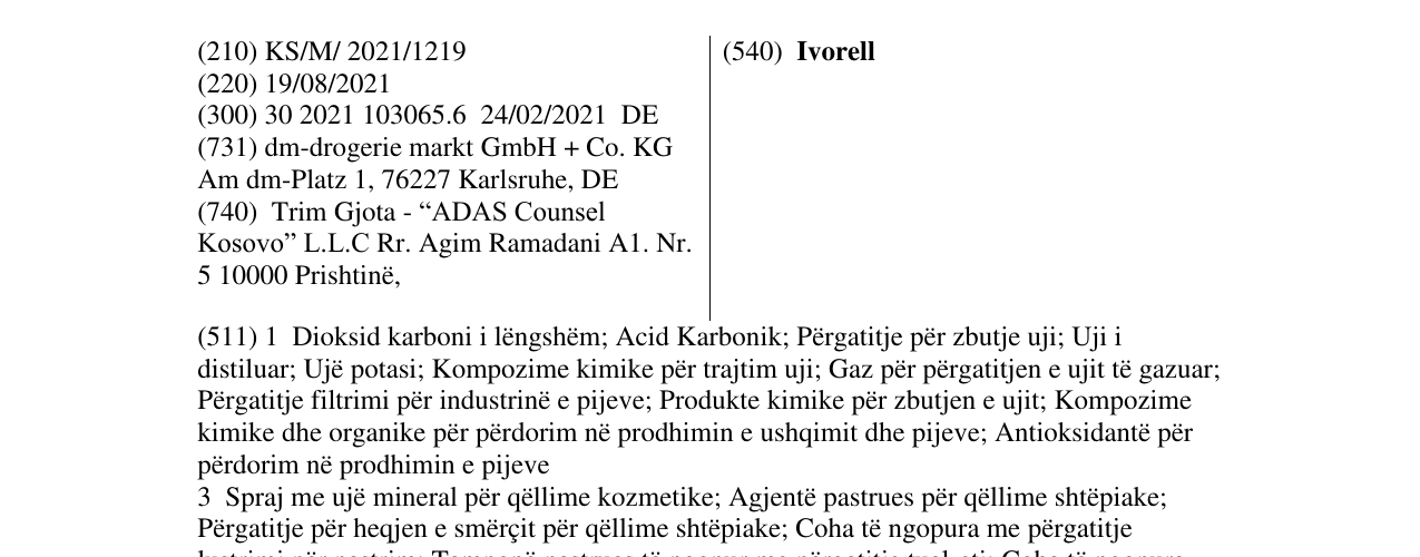 Zëri i markës Ivorell në buletin