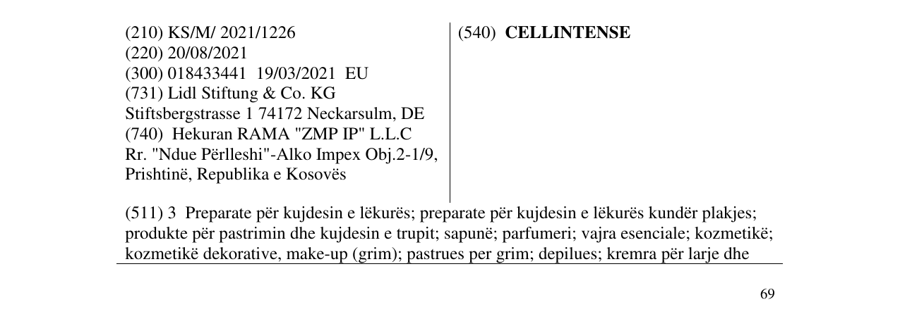 Zëri i markës CELLINTENSE në buletin