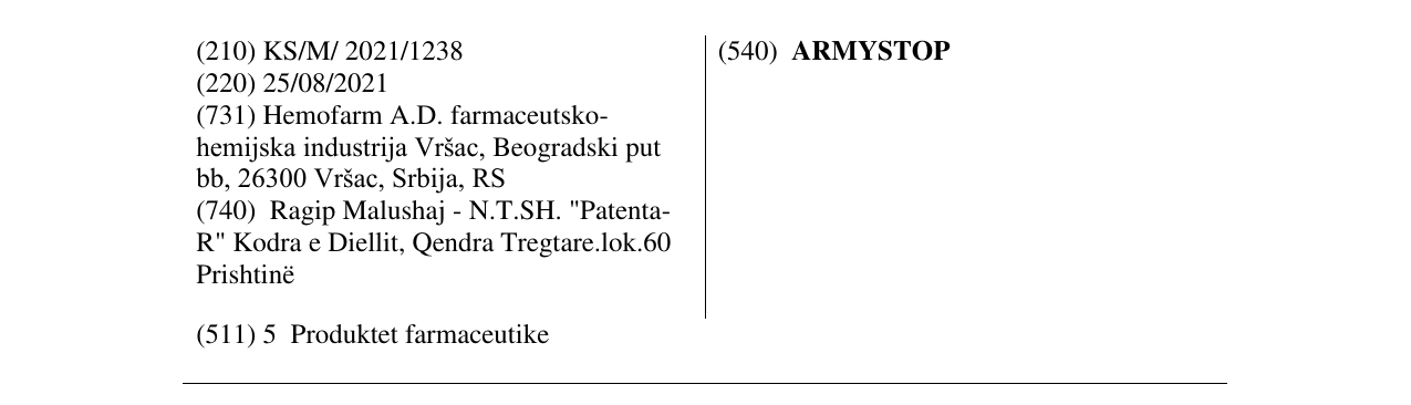 Zëri i markës ARMYSTOP në buletin