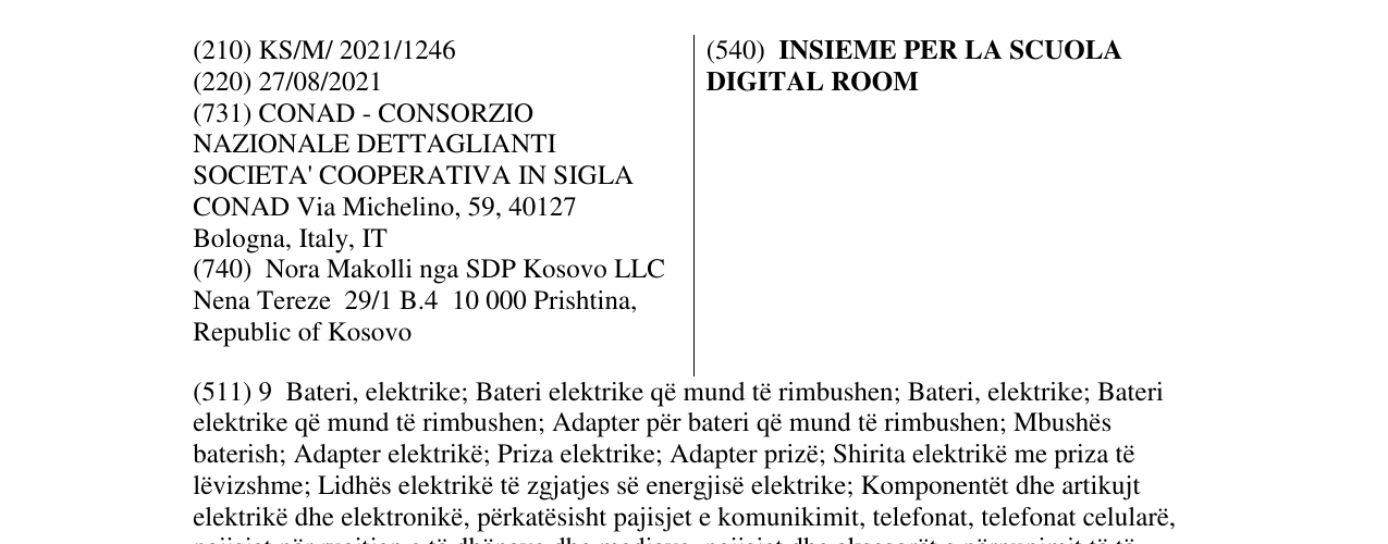 Zëri i markës INSIEME PER LA SCUOLA DIGITAL ROOM në buletin