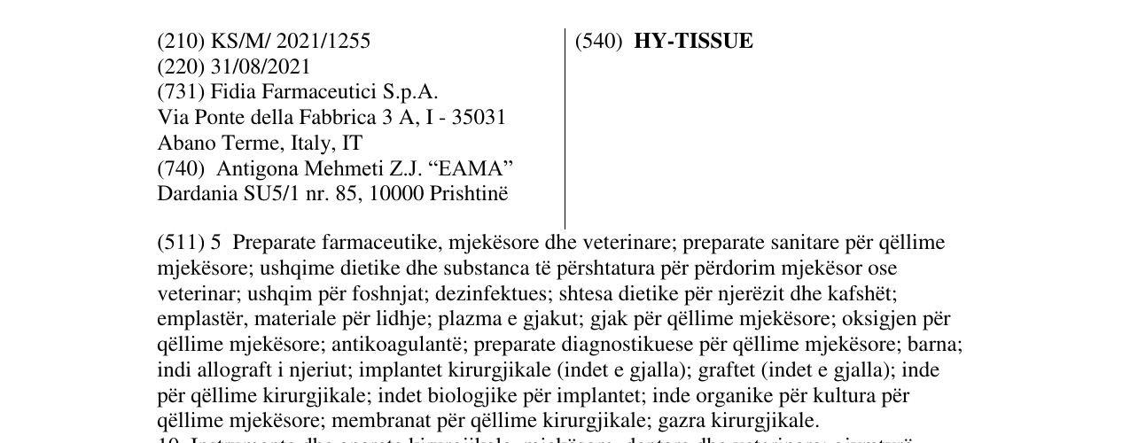 Zëri i markës HY-TISSUE në buletin