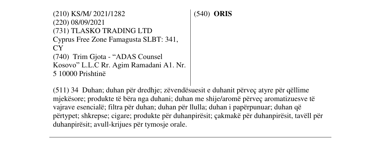 Zëri i markës ORIS në buletin