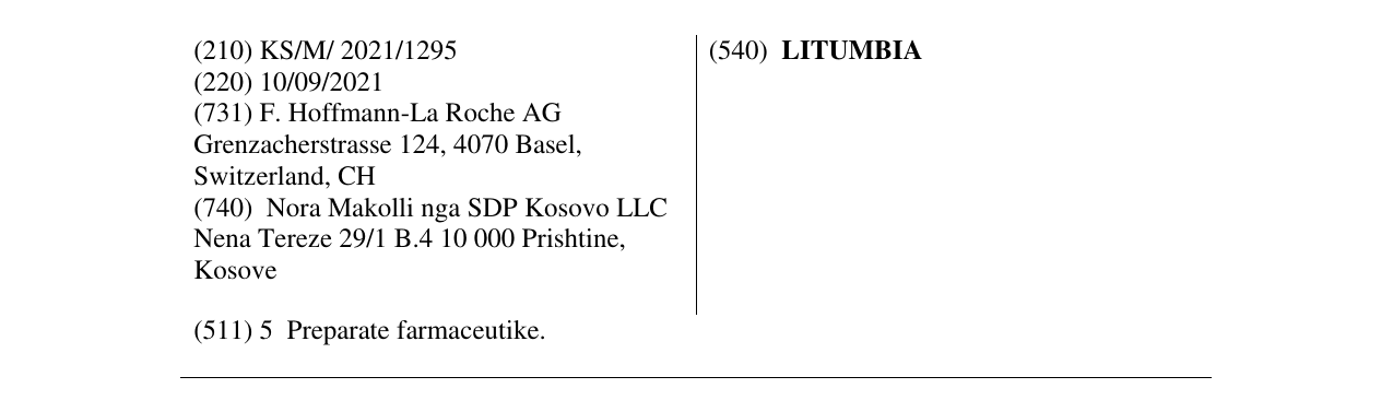Zëri i markës LITUMBIA në buletin