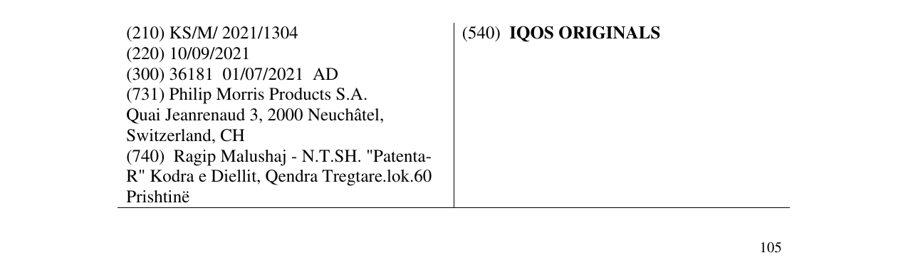 Zëri i markës IQOS ORIGINALS në buletin
