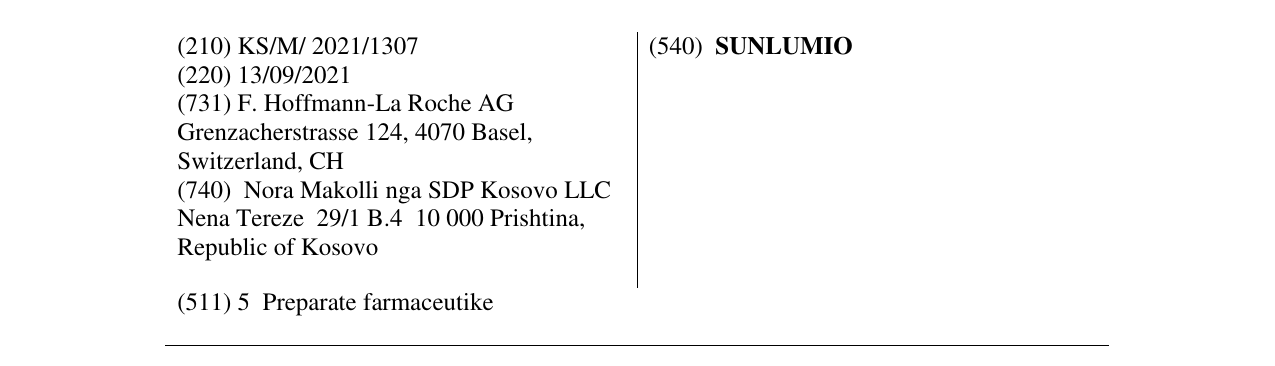 Zëri i markës SUNLUMIO në buletin