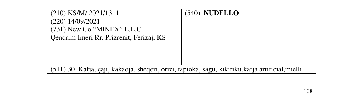 Zëri i markës NUDELLO në buletin