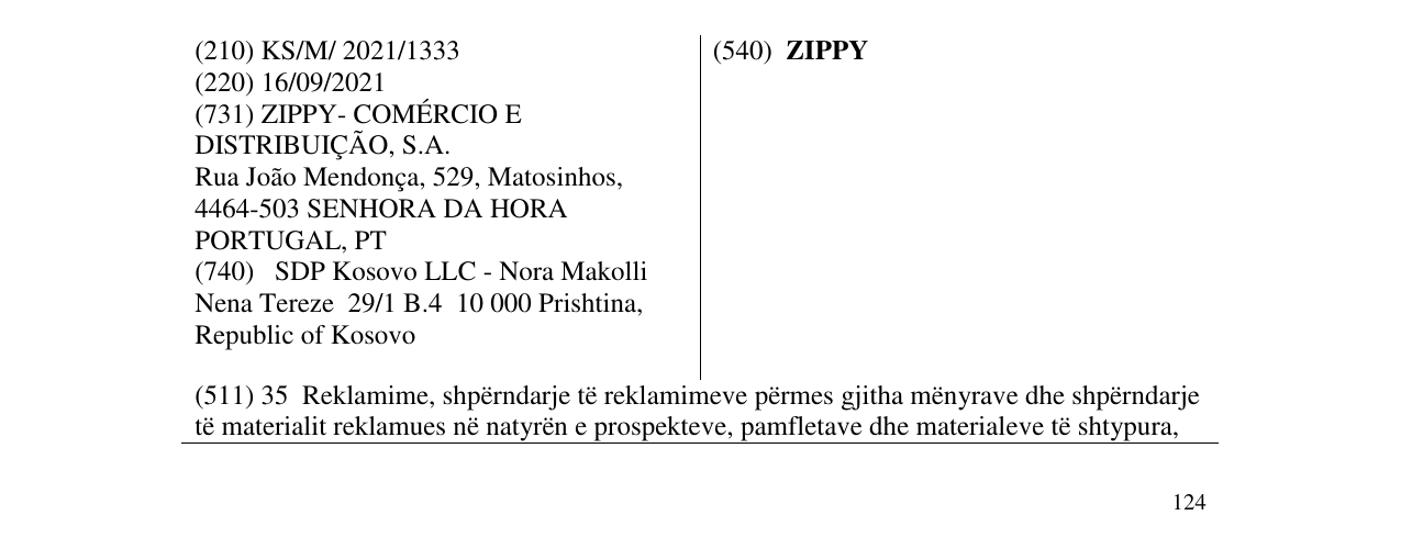 Zëri i markës ZIPPY në buletin