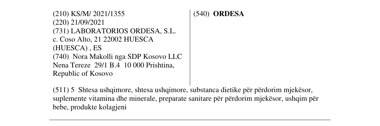 Zëri i markës ORDESA në buletin