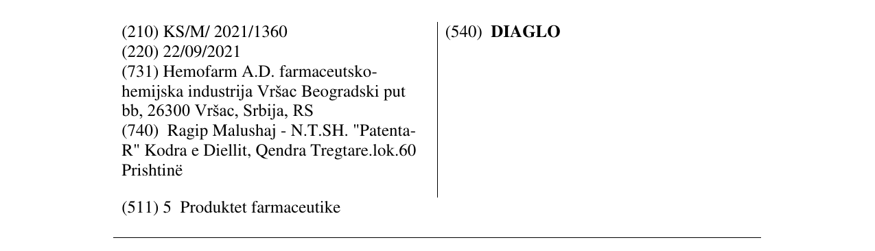 Zëri i markës DIAGLO në buletin