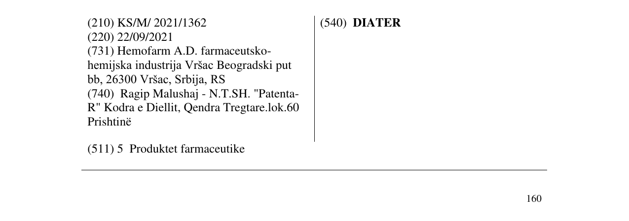 Zëri i markës DIATER në buletin