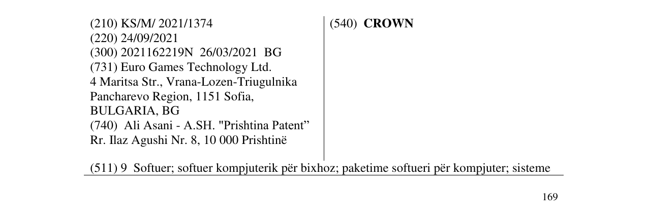 Zëri i markës CROWN në buletin