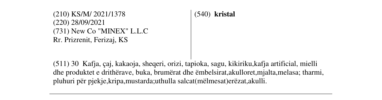 Zëri i markës kristal në buletin