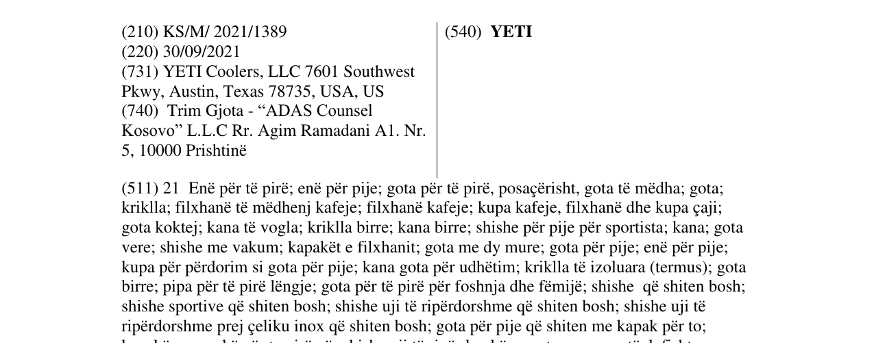 Zëri i markës YETI në buletin