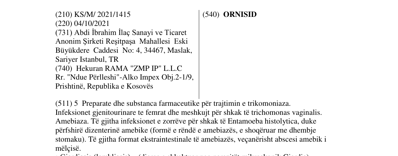 Zëri i markës ORNISID në buletin