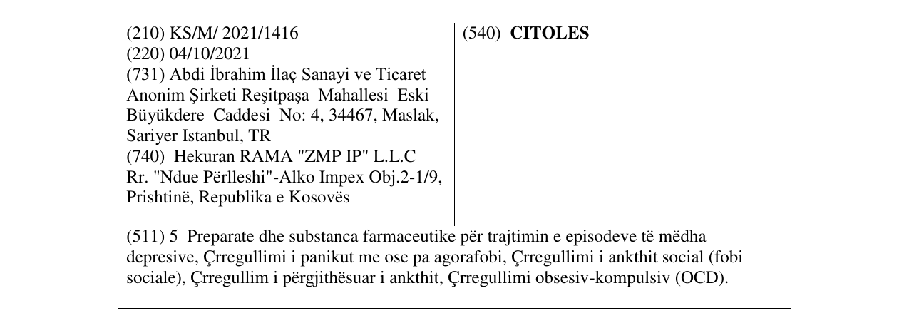 Zëri i markës CITOLES në buletin
