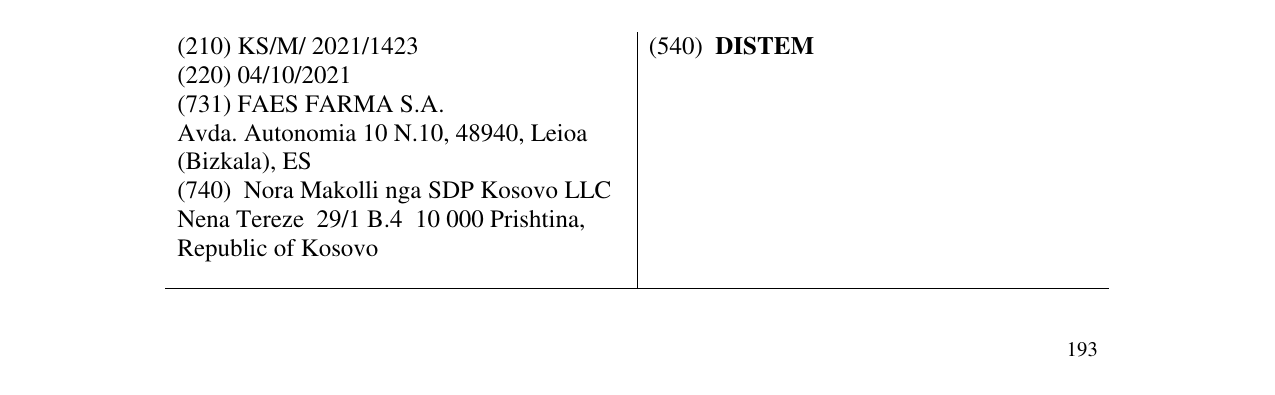 Zëri i markës DISTEM në buletin