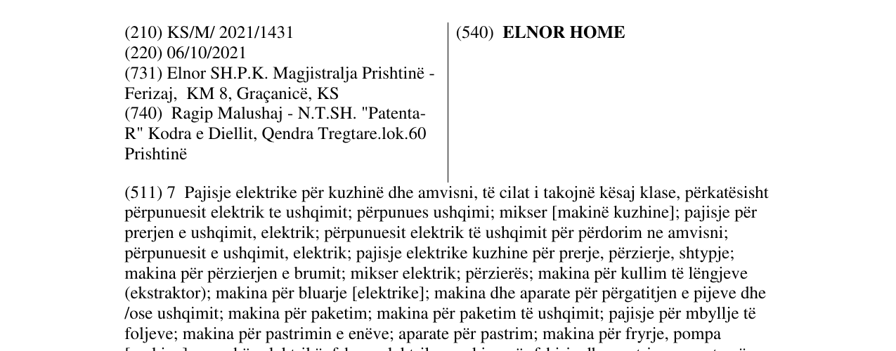 Zëri i markës ELNOR HOME në buletin