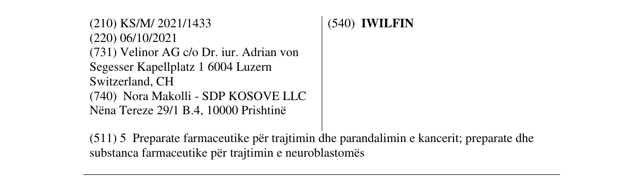 Zëri i markës IWILFIN në buletin