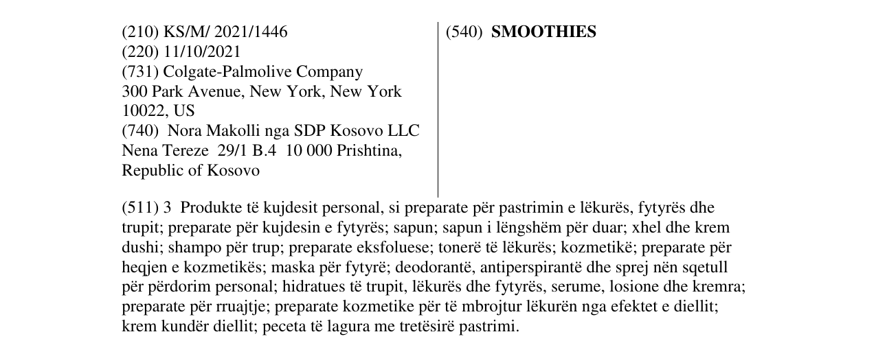 Zëri i markës SMOOTHIES në buletin