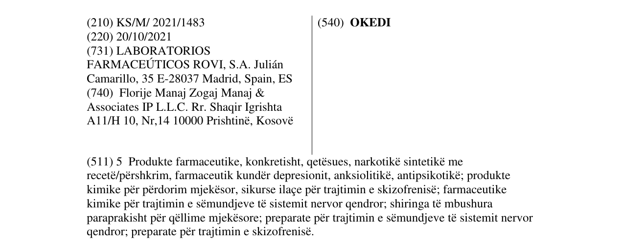 Zëri i markës OKEDI në buletin