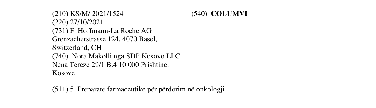 Zëri i markës COLUMVI në buletin