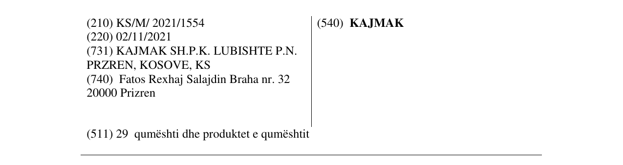 Zëri i markës KAJMAK në buletin