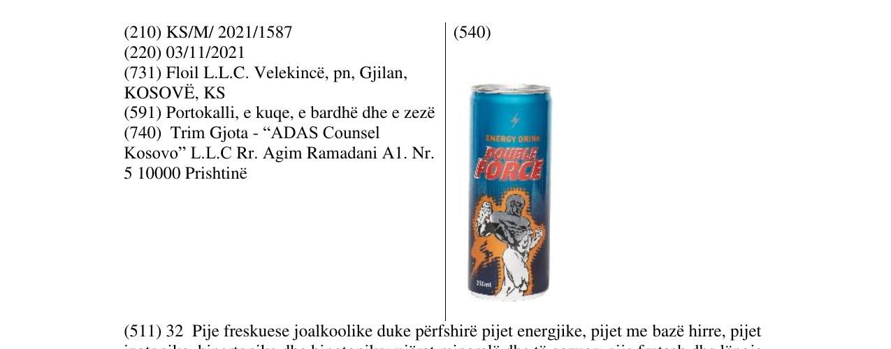 Zëri i markës DOUBLE FORCE në buletin