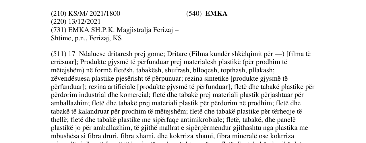 Zëri i markës EMKA në buletin