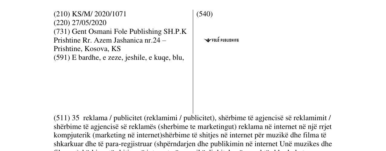 Zëri i markës FOLE PUBLISHING në buletin