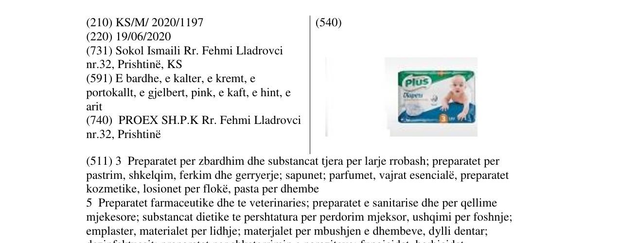 Zëri i markës PLUS DIAPERS në buletin