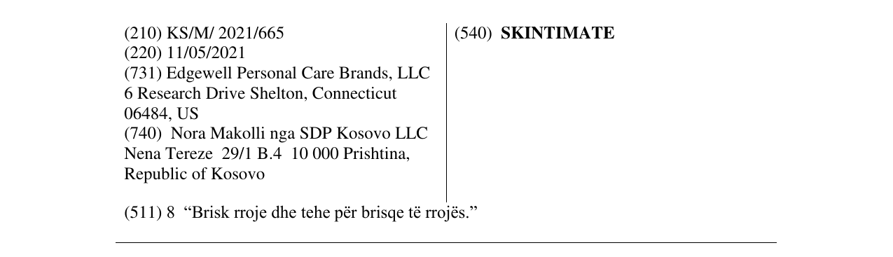 La voce del marchio SKINTIMATE nel bollettino