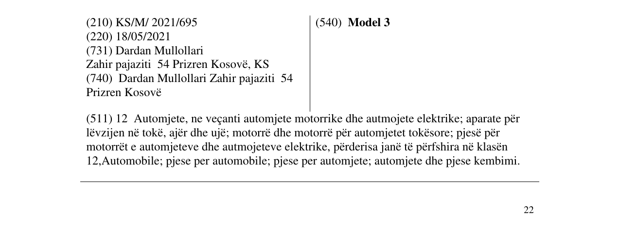 Zëri i markës Model 3 në buletin