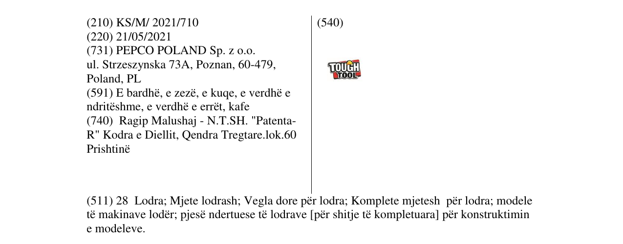 Zëri i markës TOUGH TOOL në buletin