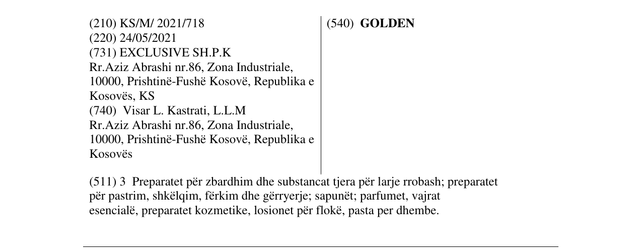 Zëri i markës GOLDEN në buletin
