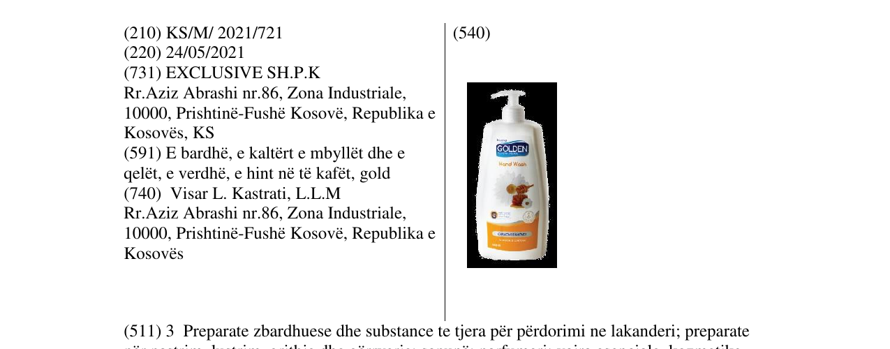 Zëri i markës golden hand vash në buletin