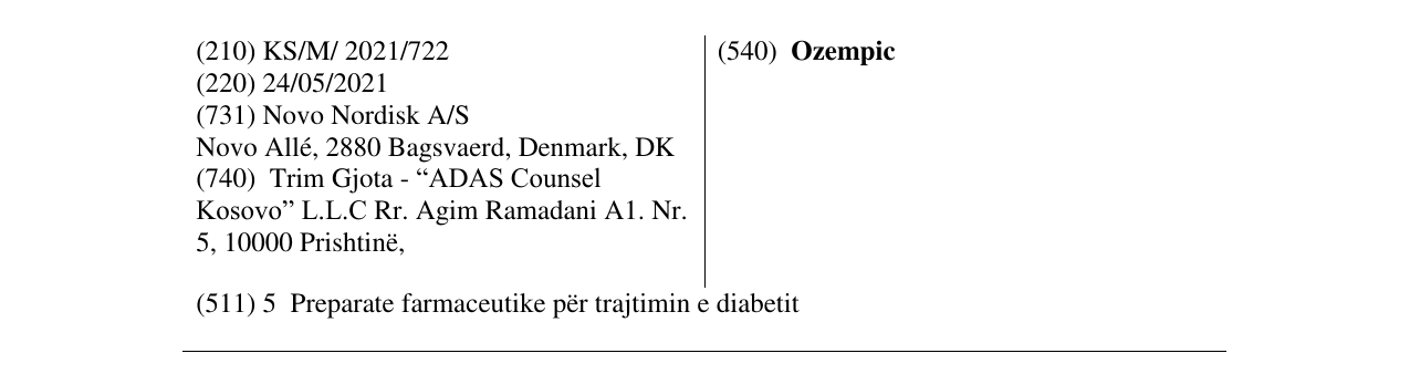 Zëri i markës Ozempic në buletin