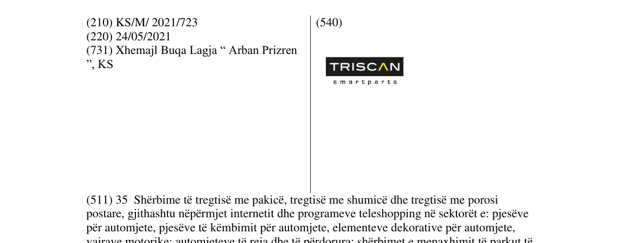 Zëri i markës TRISCAN në buletin